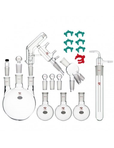 Complete Set of Short Path Distillation Apparatus, with 2000mL 3-Neck Flask, Cow Receiver, Cold Trap, 250mL Flasks