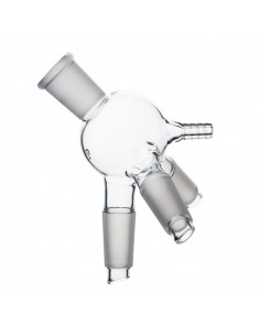 3-Way 24/40 Cow-Type Distilling Receiver, with Hose Connection